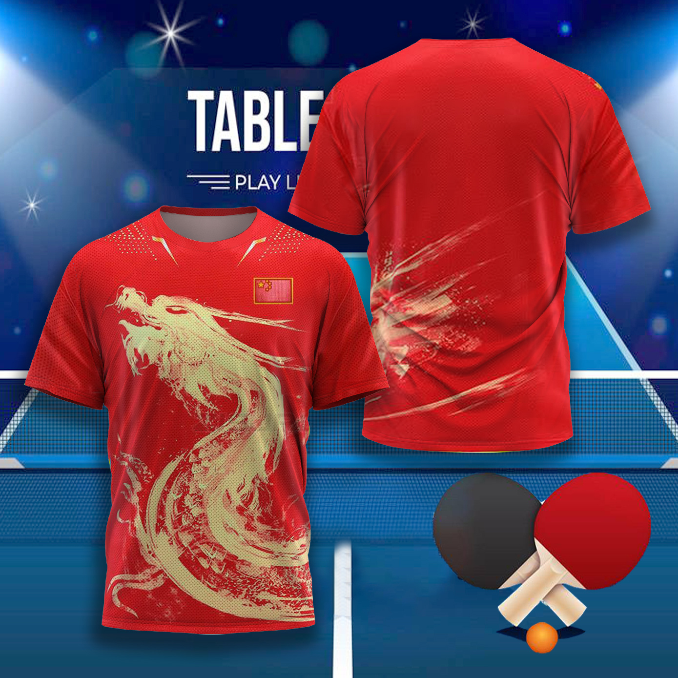 Badminton China - CHINA Dragon Table Tennis Graphic T