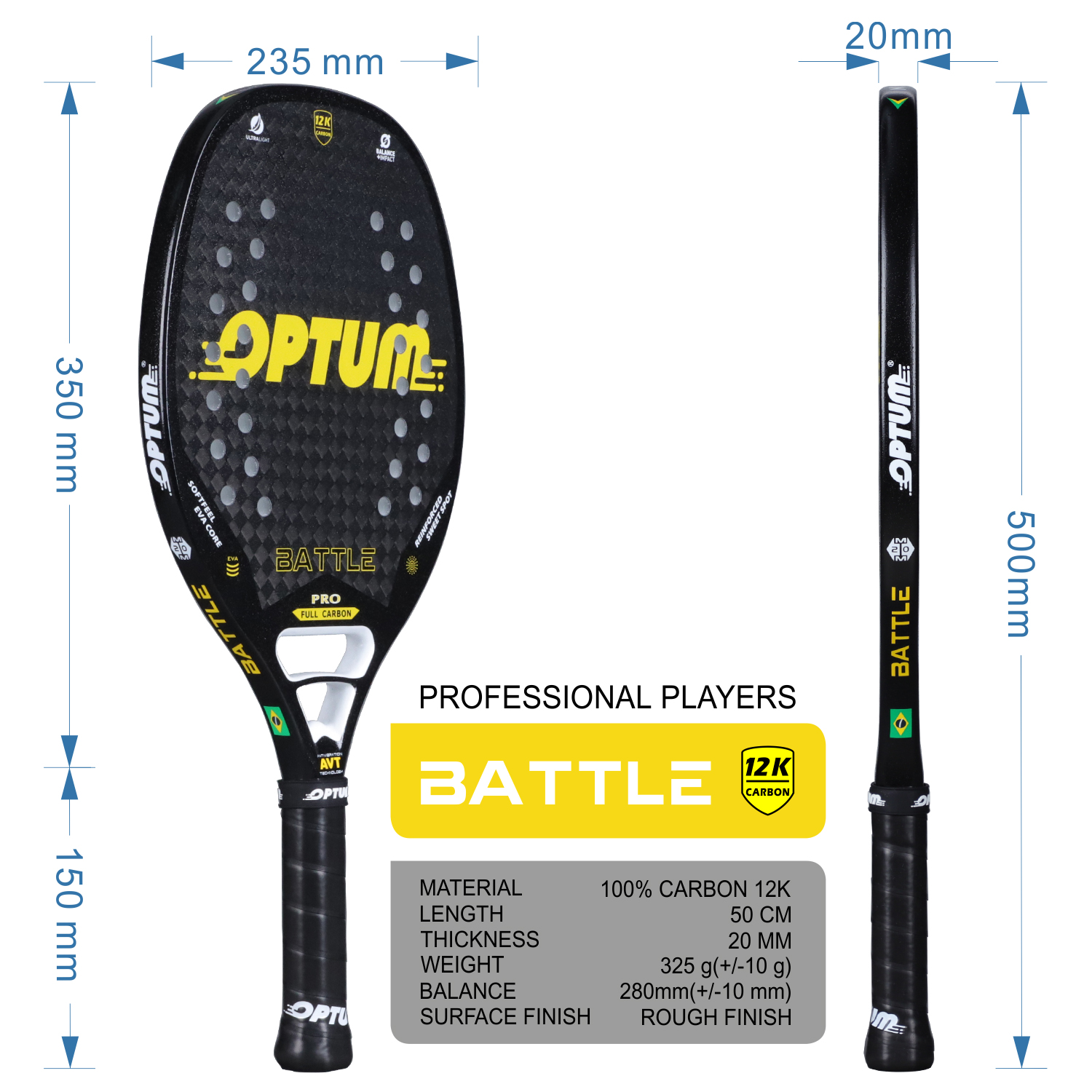OPTUM BATTLE 12K Carbon Fiber  - Li Ning Racket ulasan dan harga